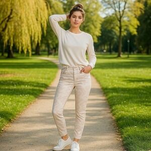 Universal Thread Skinny Jeans Women 18 Snake Print Cream Beige HighWaist Stretch